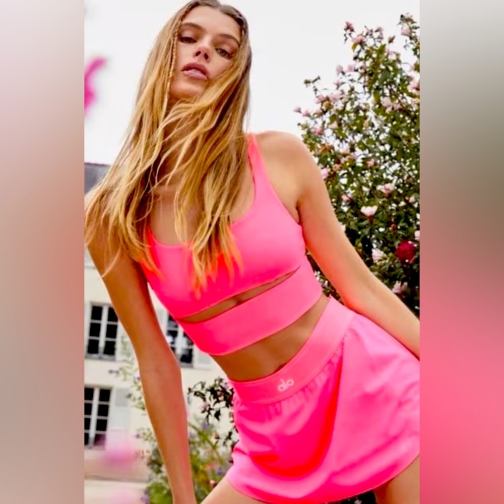 ALO Yoga match point tennis skirt Fluorescent Pink Coral XXS